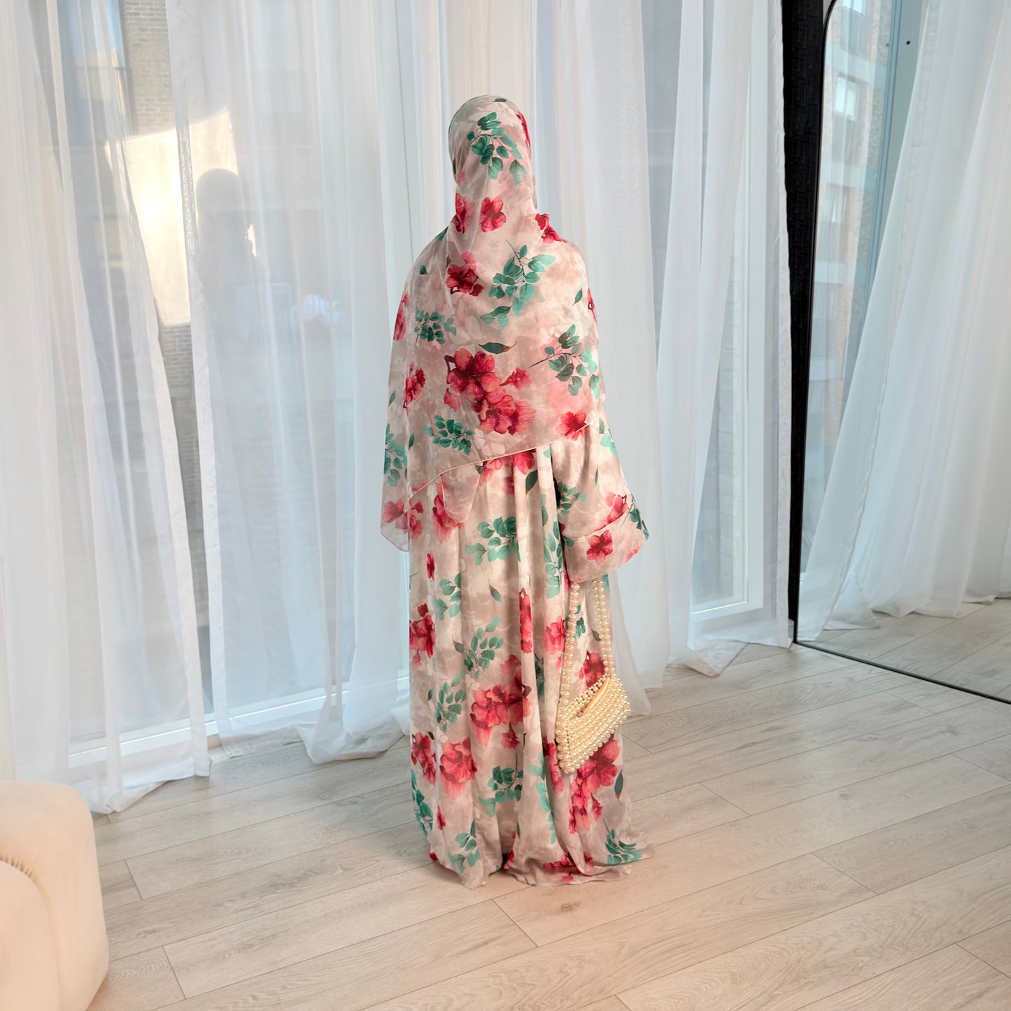 THE SERENE FLORAL OPEN ABAYA