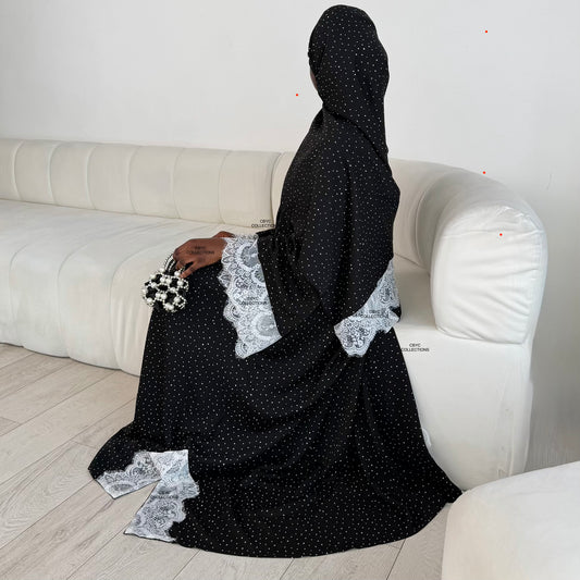 THE ALORA POLKA DOT LACE ABAYA