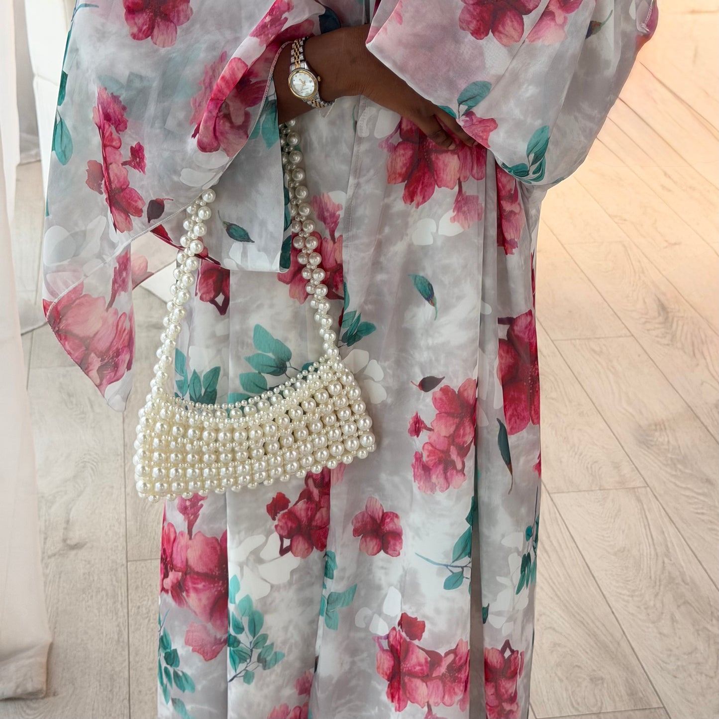 THE SERENE FLORAL OPEN ABAYA