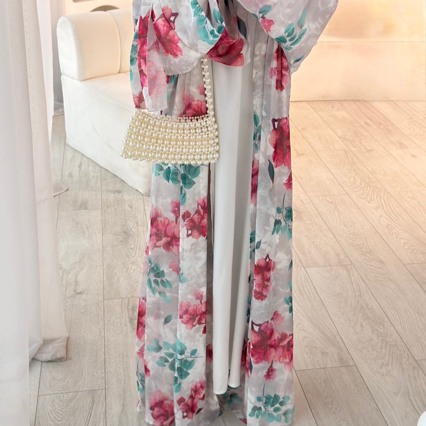 THE SERENE FLORAL OPEN ABAYA