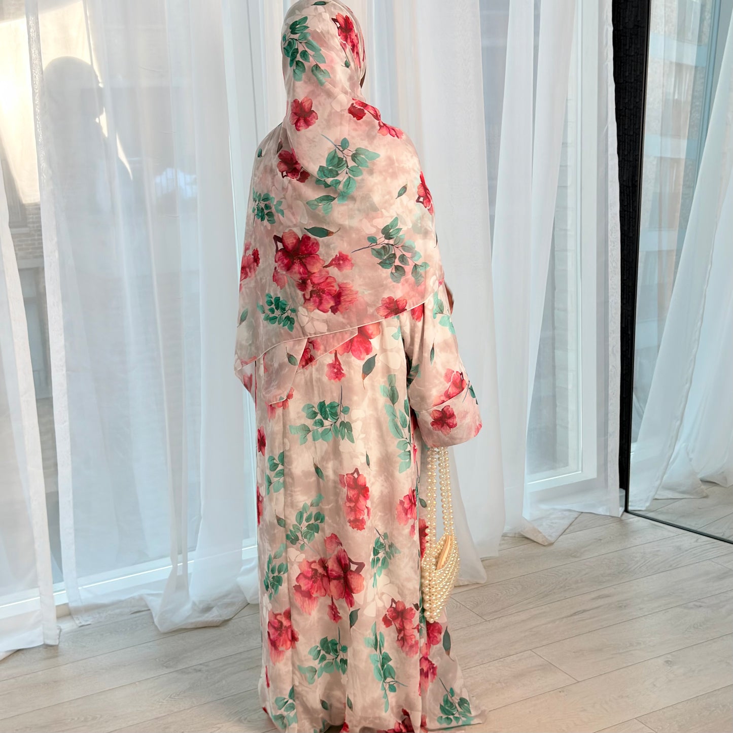 THE SERENE FLORAL OPEN ABAYA