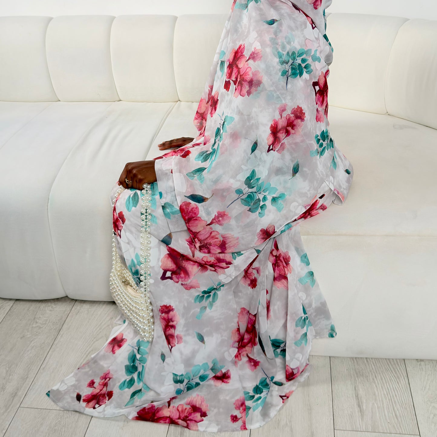 THE SERENE FLORAL OPEN ABAYA