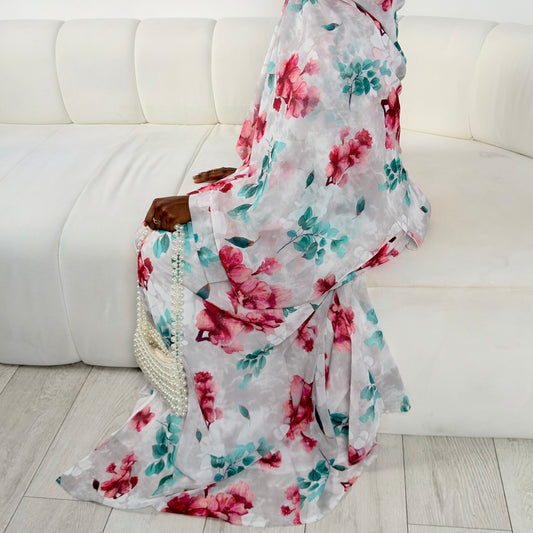 THE SERENE FLORAL OPEN ABAYA