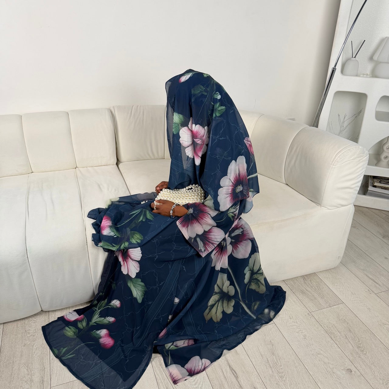 THE DAHLIA NOIR CHIFFON ABAYA SET