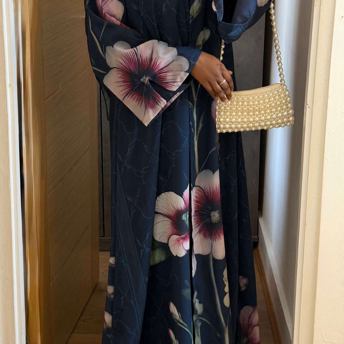 THE DAHLIA NOIR CHIFFON ABAYA SET