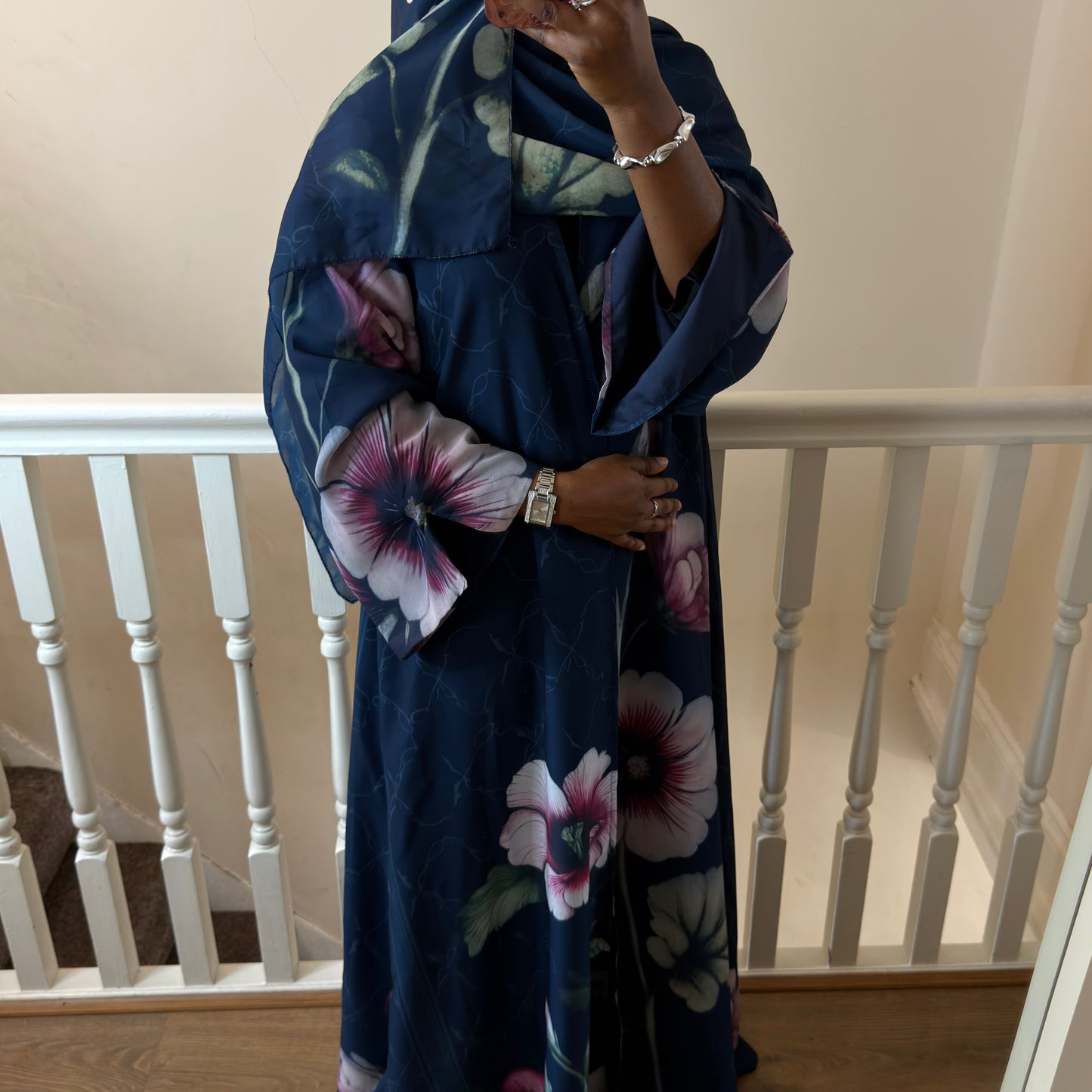 THE DAHLIA NOIR CHIFFON ABAYA SET