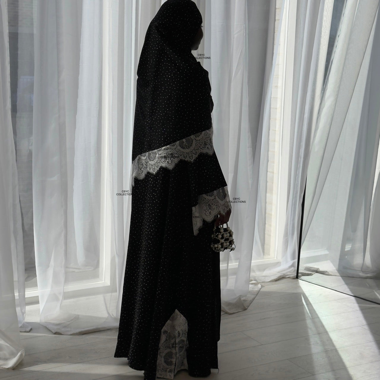 THE ALORA POLKA DOT LACE ABAYA